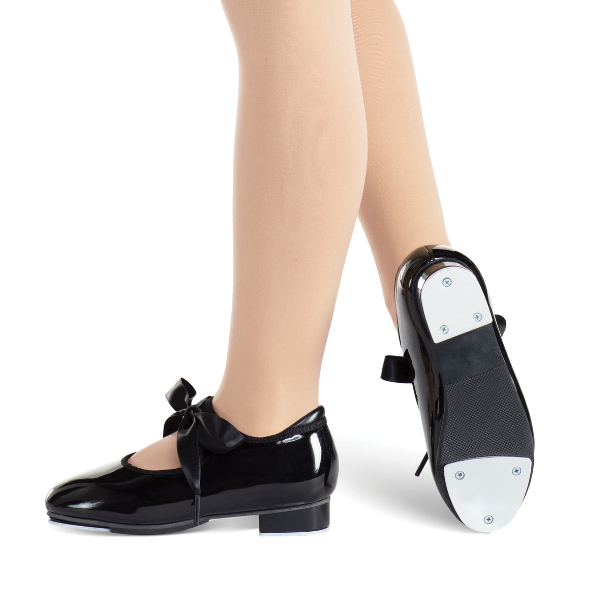 Black student tie tap shoes